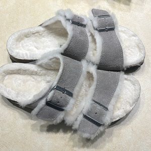Birkenstock Genuine Shearling Lined.  Grey and white shearling size 39/8